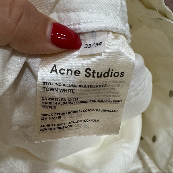 Acne Studios Men’s Town White Jeans Denim Size 33/34 - Picture 9 of 9